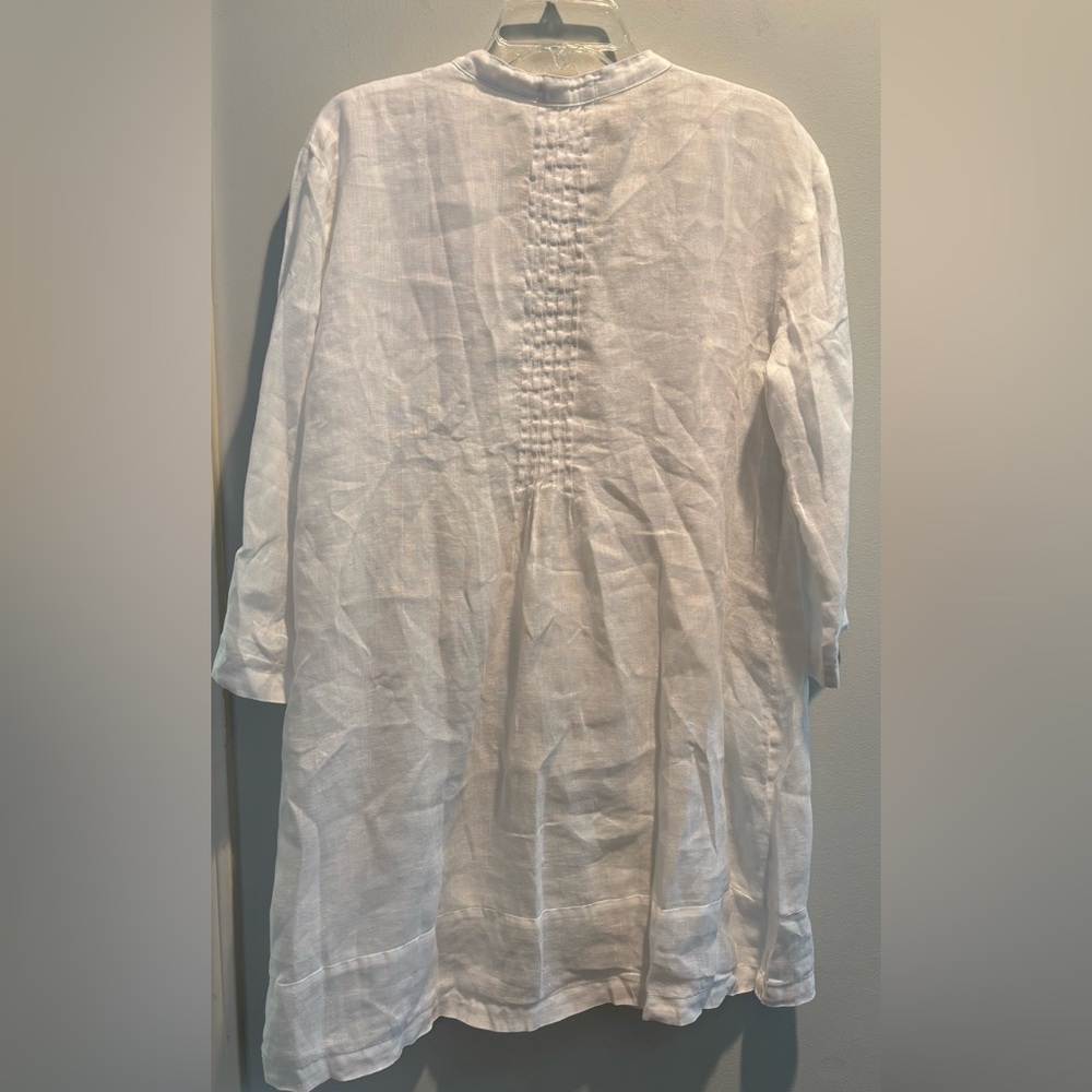 CP Shades 100% linen crisp white tunic pullover - Picture 6 of 7